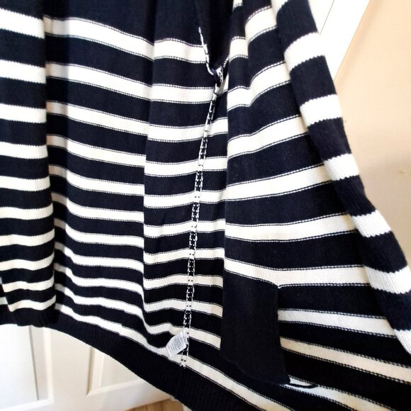 Talbots  M Navy White Raglan Sleeve Open Front Cardigan Striped Cashmere Blend - Picture 9 of 10